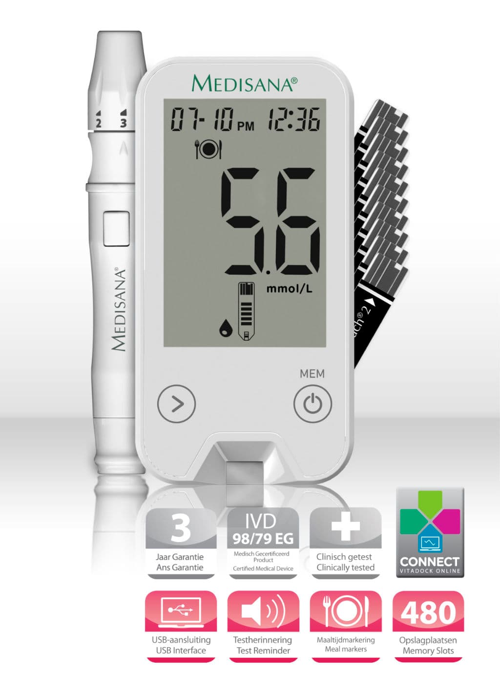 Assortiment uitvoeren totaal Medisana MediTouch 2 mmol/l glucosemeter kopen? - Bloeddrukmeter.shop