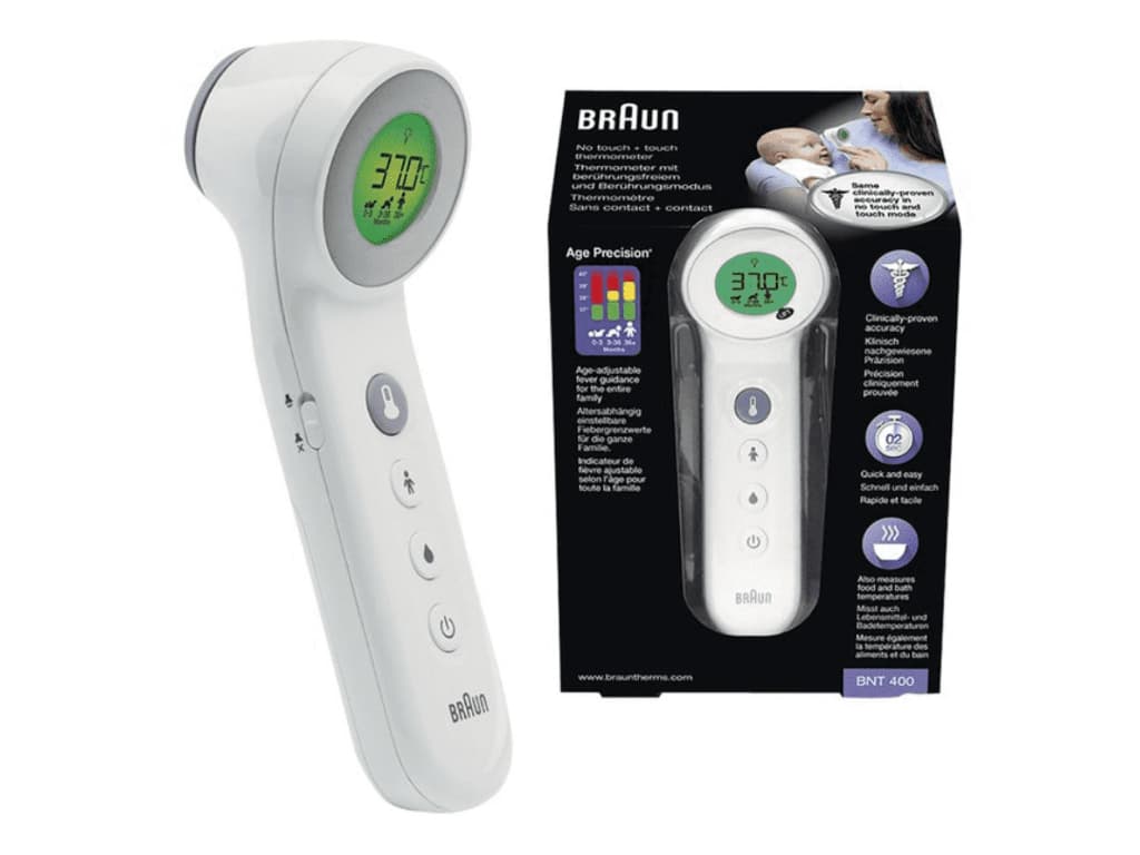 buik wortel Correspondent Braun BNT400WE contactloos + contact voorhoofdthermometer met Age  Precision® (wit) - Bloeddrukmeter.shop